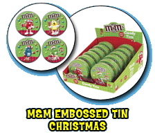 M&M Christmas Embossed Tin